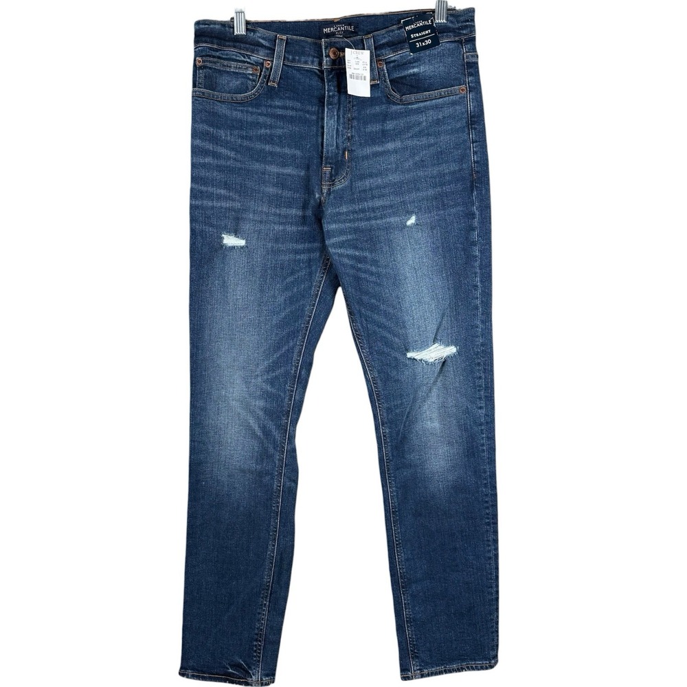 J Crew Mercantile Jean Men 31x30 Blue Slim Fit Flex Lightweight Denim Casual NWT